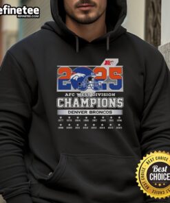 Alt Text: 2025 AFC West Division Champions Denver Broncos hoodie, featuring team logo and colors, perfect for fans.