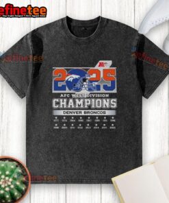 Denver Broncos Official 2025 AFC West Division Champions washed t-shirt showcasing team pride and championship spirit.