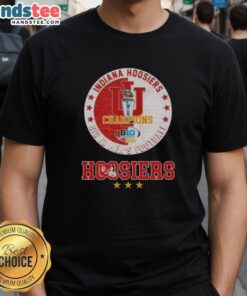 Official 2025 Big 10 Men's Football Champions Indiana Hoosiers T-Shirt featuring team colors and logo.