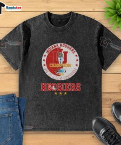 2025 Big 10 Men's Football Champions Indiana Hoosiers washed t-shirt, celebrating Indiana's victory in a stylish design.
