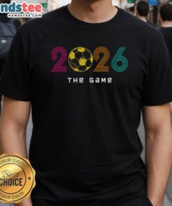 Official 2026 Soccer The Game T-Shirt featuring vibrant graphics and a sporty design for soccer fans.