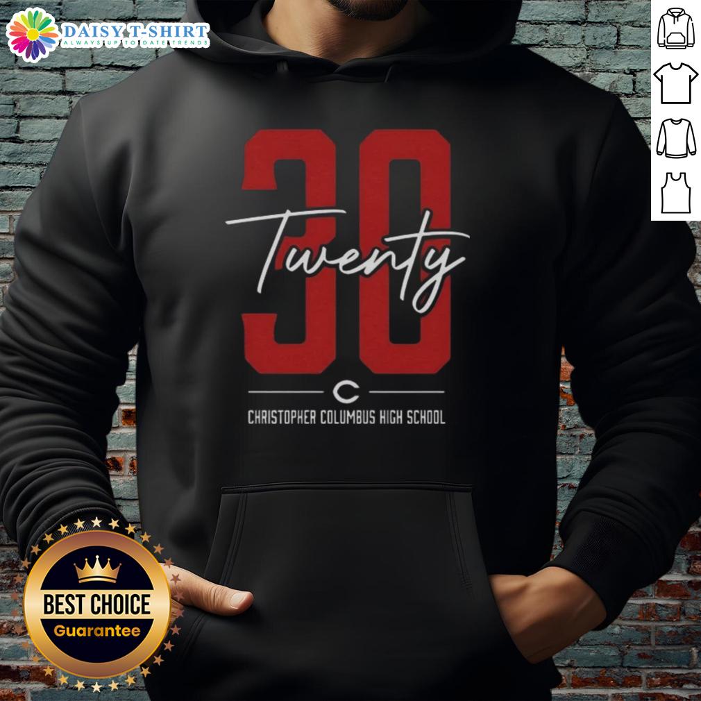 Official 30 Twenty Christopher Columbus High School Hoodie Alt Text: Official 30 Twenty Christopher Columbus High School hoodie in navy, featuring school logo and stylish design.