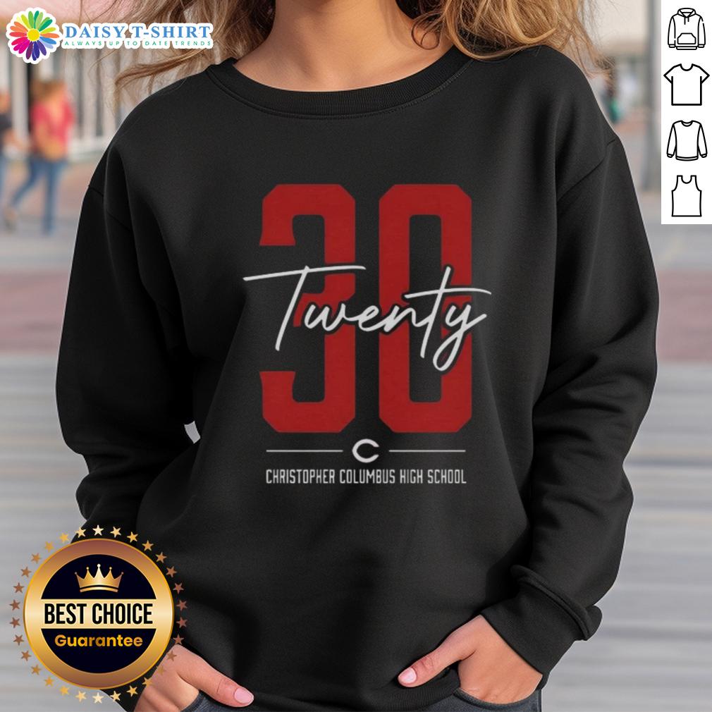 Official 30 Twenty Christopher Columbus High School Sweatshirt Alt Text: Official 30 Twenty Christopher Columbus High School Sweatshirt in navy blue, featuring school logo and comfortable fit.