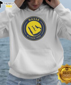 Official Al Nassr 1955 logo hoodie featuring the club's iconic emblem, perfect for fans and sports enthusiasts.