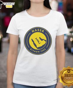 Official Al Nassr 1955 logo on a stylish ladies tee, showcasing team pride and heritage in vibrant colors.