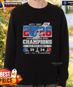 Official Allstate Sugar Bowl Ole Miss Rebels Hotty Toddy sweatshirt featuring football helmet design in Caesars Superdome.