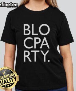Official Bloc Party logo on a stylish ladies tee, showcasing modern design and vibrant colors for fans.