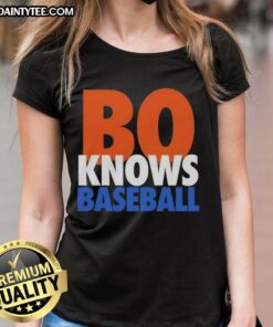 Official Bo Knows Baseball New York Mets Ladies Tee featuring vibrant team colors and stylish design for female fans.