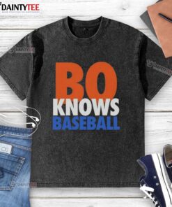 Official Bo Knows Baseball New York Mets washed t-shirt featuring vibrant team colors and logo for fans.