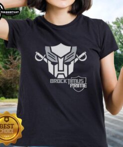 Official Brock Optimus Prime Transformer parody logo on a ladies tee featuring Las Vegas Raiders theme.