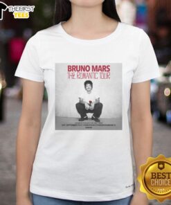 Official Bruno Mars The Romantic Tour 2026 Ladies Tee featuring stylish design and vibrant colors for fans.