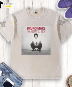 Alt Text: Official Bruno Mars The Romantic Tour 2026 washed t-shirt featuring a stylish design and vibrant colors.
