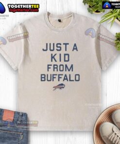 Official Buffalo Bills Just A Kid From Buffalo washed t-shirt featuring team logo and vibrant design for fans.
