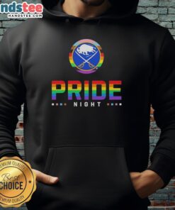 Alt Text: Official Buffalo Sabres Pride Night Hoodie featuring vibrant colors and team logo, celebrating inclusivity in sports.