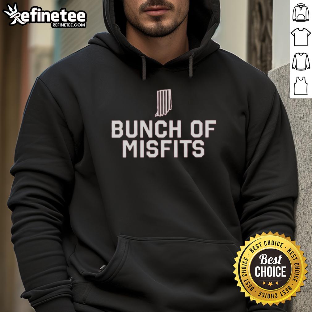 official-bunch-of-missfits-indiana-football-hoodie Official Bunch of Missfits Indiana Football Hoodie displayed on a hanger, showcasing its unique design and team spirit.