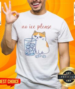 Alt Text: Official Cat No Ice Please Caricature T-Shirt featuring a playful cat design perfect for feline lovers.