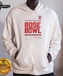 Alt Text: Official CFP 2025 Rose Bowl Game Champions Indiana Hoosiers logo hoodie featuring a vibrant team design.