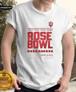 Alt Text: Indiana Hoosiers Logo T-Shirt celebrating 2025 Rose Bowl Game Champions - Official CFP merchandise.