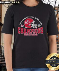 Alt Text: Fresno Football Champions 2025 Snoop Dogg Arizona Bowl ladies tee showcasing team pride and event details.