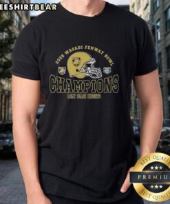 Official Champions 2025 Fenway Bowl T-Shirt featuring Army Black Knights football logo and event details.
