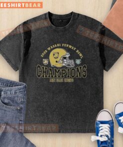 Official Champions 2025 Fenway Bowl Army Black Knights Football washed t-shirt showcasing team pride and victory.