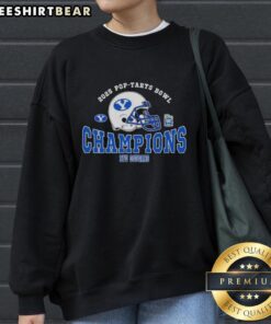 Alt Text: BYU Cougars football sweatshirt celebrating the Official Champions 2025 Pop-Tarts Bowl victory, stylish and comfortable.