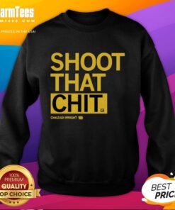 Alt Text: Official Chazadi Wright Shoot That Chit Sweatshirt displayed on a model, showcasing stylish design and vibrant colors.