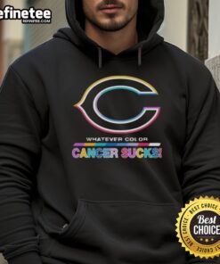 Alt Text: Official Chicago Bears Football hoodie featuring 'Cancer Sucks' logo in team colors for awareness and support.
