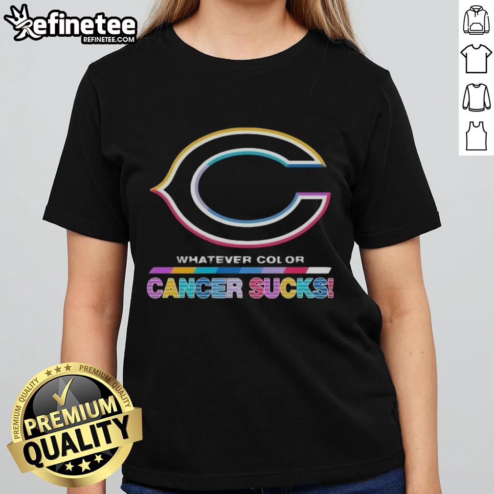 official-chicago-bears-football-whatever-color-cancer-sucks-logo-colors-ladies-tee Chicago Bears Football color cancer awareness logo on ladies tee, supporting cancer awareness with team spirit.