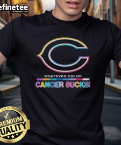 Official Chicago Bears Football T-Shirt featuring colorful 'Cancer Sucks' logo, perfect for fans supporting a cause.
