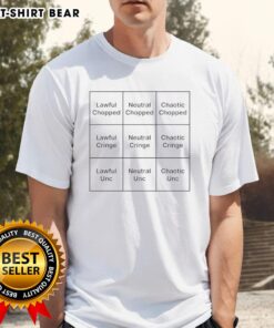 Official Chopped UNC Cringe Alignment Chart T-Shirt featuring unique graphic design and vibrant colors for fans.