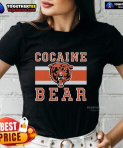 Official Cocaine Bear Chicago Bears ladies tee featuring a stylish design for fans of the team and unique art.