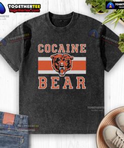 Official Cocaine Bear Chicago Bears washed t-shirt featuring a vintage design and soft fabric for ultimate comfort.
