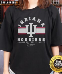 Official College Football Playoff Indiana Hoosiers 2026 National Championship logo on ladies' tee shirt.