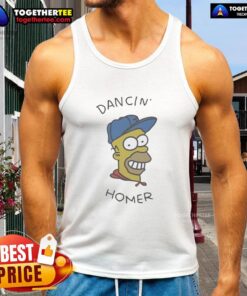 Official Dancin Homer Big Head Tank Top featuring vibrant graphics of Homer Simpson dancing in a fun design.