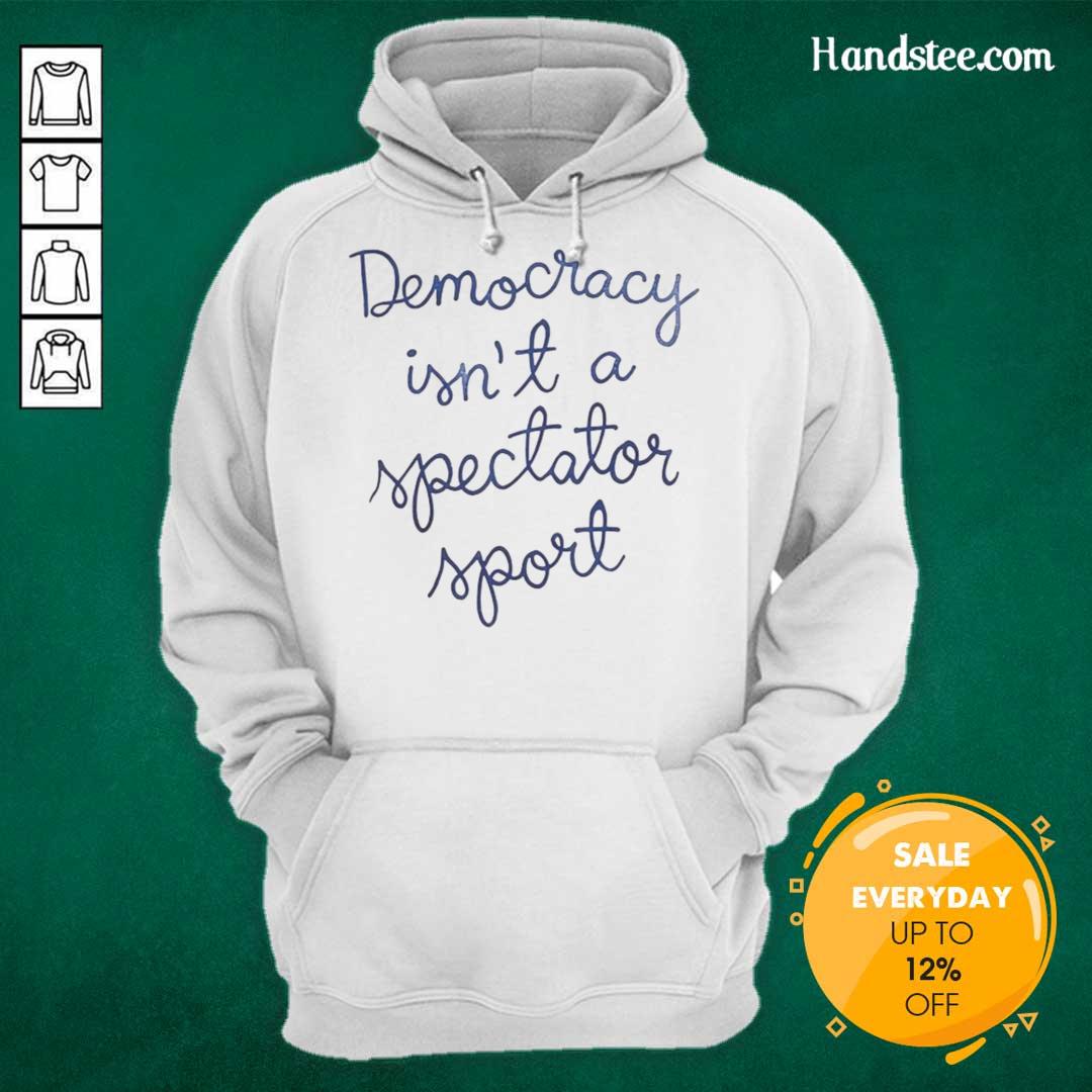 official-democracy-is-not-a-spectator-sport-nicolle-wallace-hoodie Official Democracy Is Not A Spectator Sport hoodie worn by Nicolle Wallace, promoting civic engagement and participation.