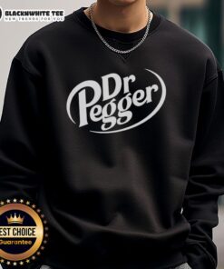 Official Dr. Pegger Dr. Pepper sweatshirt featuring a bold logo, perfect for fans of the iconic soda brand.