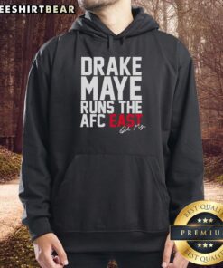 Drake Maye signature hoodie featuring the AFC East New England Patriots logo, perfect for fans and collectors.