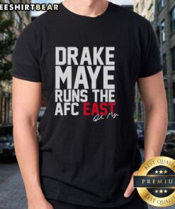 Official Drake Maye AFC East New England Patriots signature t-shirt featuring vibrant graphics and team colors.