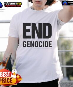 Official End Genocide Katharine Hamnett T-Shirt featuring bold graphics and eco-friendly fabric in a stylish design.