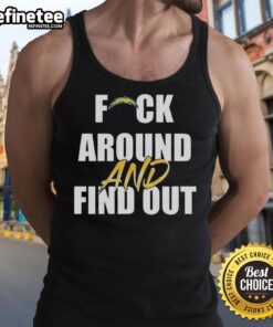 Official Fck Around And Find Out Los Angeles Chargers tank top featuring team colors and logo, perfect for game day.