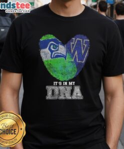Official Fingerprints Seattle Seahawks X Washington Huskies T-Shirt featuring 'It's In My DNA' design for fans.