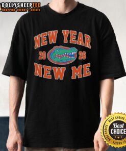 Alt Text: Official Florida Gators Football New Year New Me 2026 logo t-shirt featuring vibrant team colors and unique design.