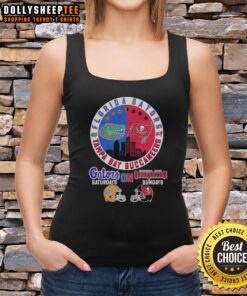 Alt Text: Florida Gators and Tampa Bay Buccaneers helmet logo mashup tank top design for sports fans on game days.