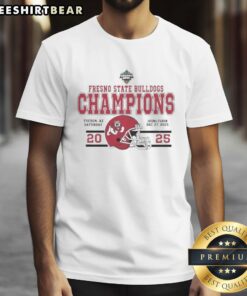 Fresno State Bulldogs Football Champions 2025 T-Shirt featuring Snoop Dogg from the Arizona Bowl celebration.