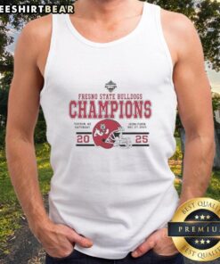 2025 Fresno State Bulldogs Football Champions tank top featuring Snoop Dogg at Arizona Bowl celebration.