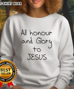 Official Gabriel Magalhaes sweatshirt featuring 'All Honour and Glory to Jesus' design, perfect for fans and casual wear.