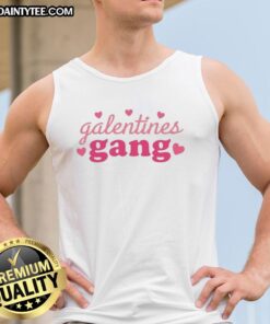 Official Galentines Gang Valentine's Tank Top featuring fun graphics for a festive girls' night out.