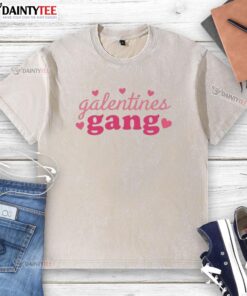 Official Galentines Gang Valentine's washed t-shirt featuring a fun design for celebrating friendship on Valentine's Day.