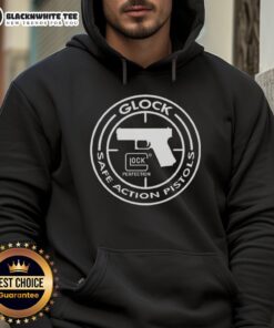 Alt Text: Official Glock Safe Action Pistols Target Logo Hoodie featuring iconic Glock branding and stylish design for enthusiasts.
